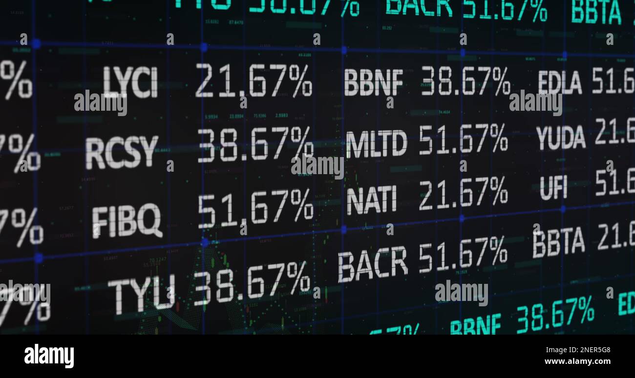 Immagine delle statistiche e dell'elaborazione dei dati finanziari Foto Stock