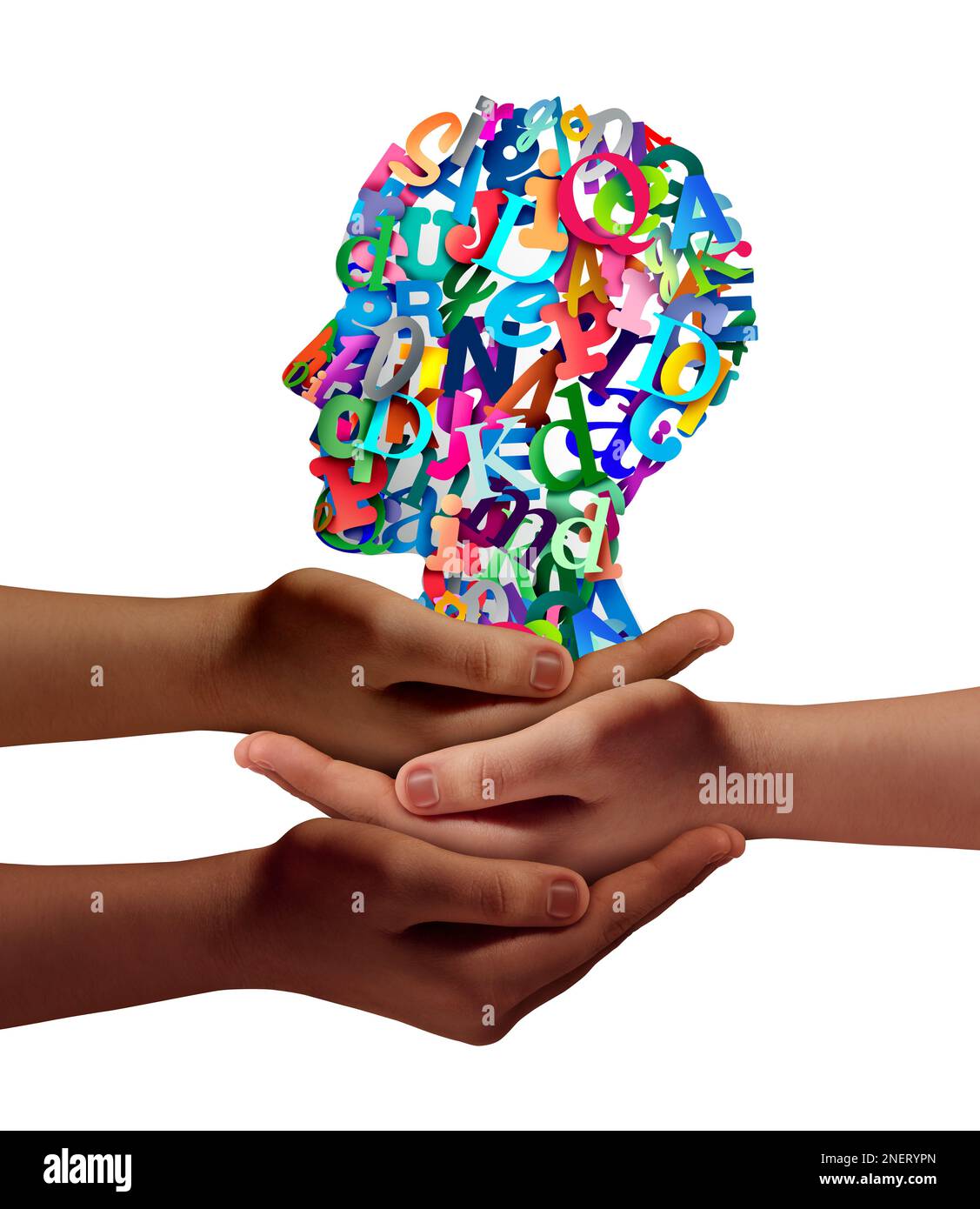 Lettura della comunità e concetto di lingua o apprendimento per leggere e parlare terapia comprensione o parole pronunciate e spettro autistico o Dislessia Foto Stock