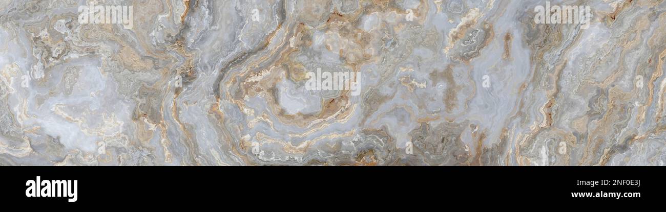 Marmo bianco pattern con parentesi grigio e oro vene. Abstract texture e background. 2D illustrazione Foto Stock