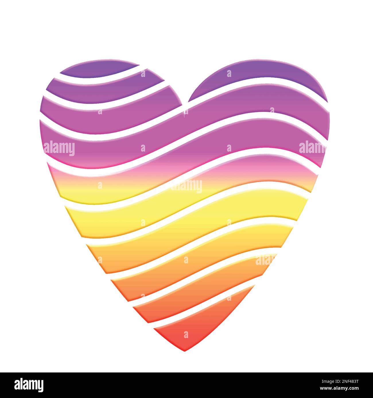 Un'illustrazione vettoriale colorata forma del cuore spezzata, icona isolata su sfondo bianco. Da utilizzare per un elegante segno d'amore. Modello per un biglietto d'auguri. Illustrazione Vettoriale