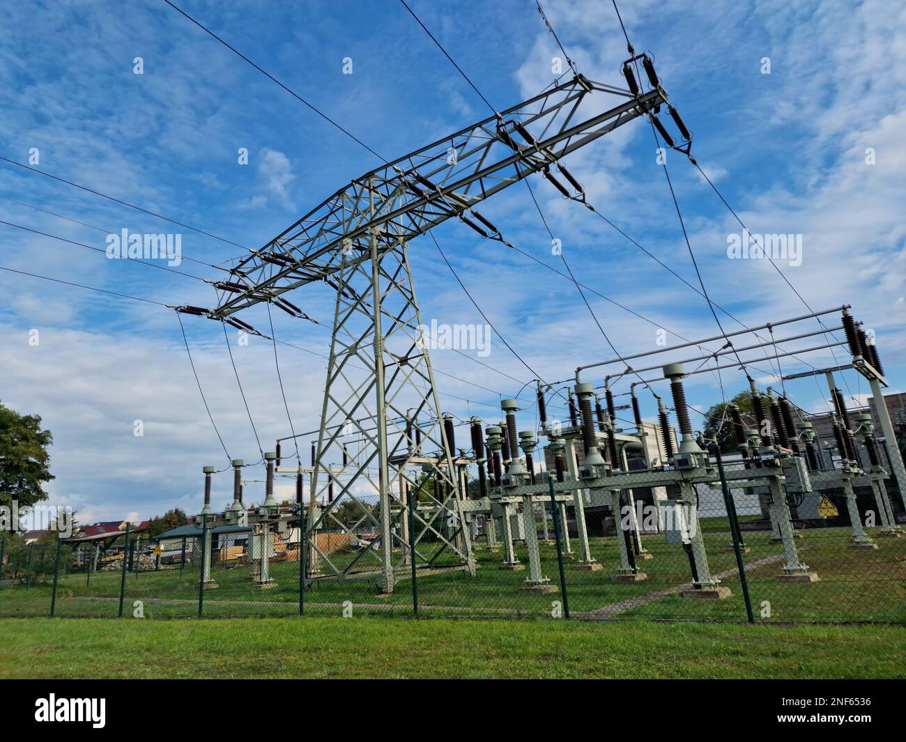 Struttura elettrica industriale a tensione. Centrale elettrica Foto Stock