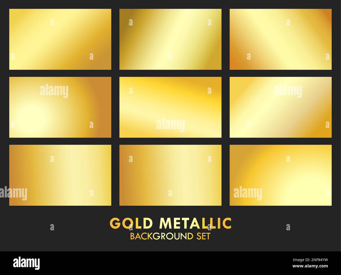 Illustrazione vettoriale del set sfondo sfumato metallizzato oro Illustrazione Vettoriale