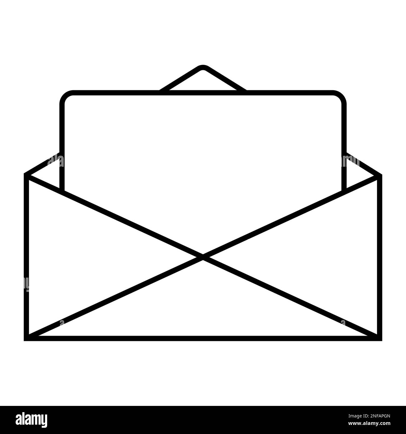 Cartolina mockup, lettera di posta, messaggio e-mail aperto vuoto Illustrazione Vettoriale