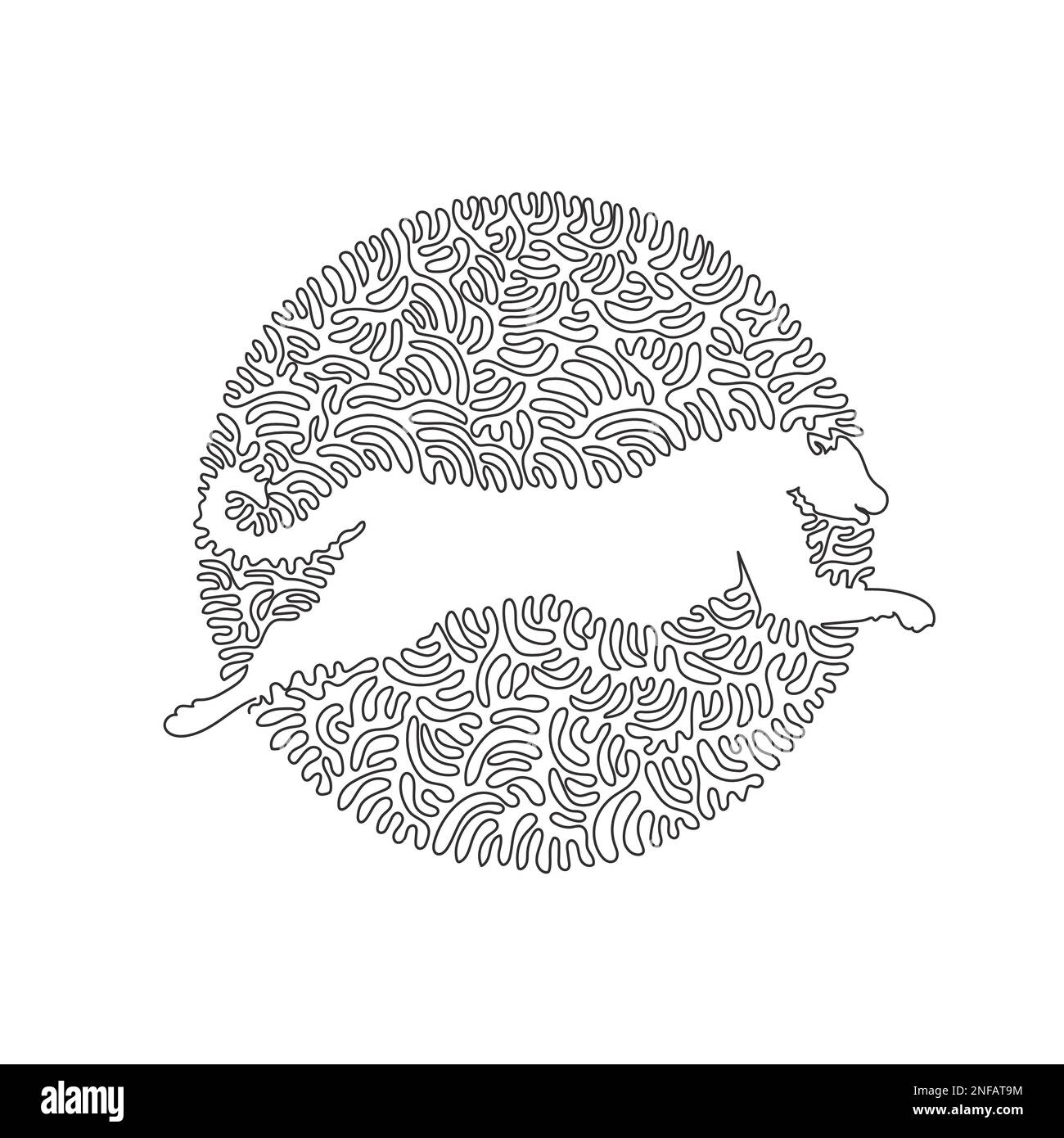 Singolo disegno a linea ricurciata di spaventoso cheetah astratto arte Disegno a linea continua disegno grafico vettoriale illustrazione di un ghepardo predatorio per icona Illustrazione Vettoriale