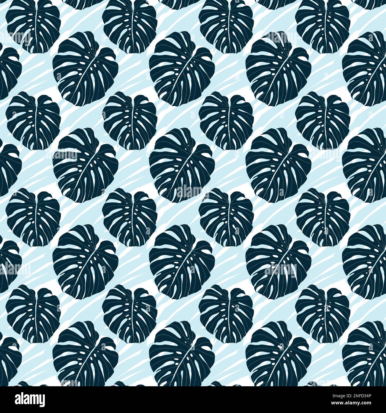 Monstera lascia un motivo senza cuciture per tessuti o sfondi. Vettore tropicale foglie sfondo Illustrazione Vettoriale