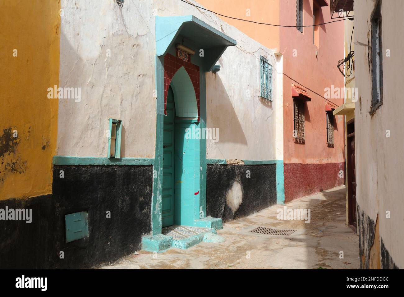 El Jadida città strada in Marocco. Punto di riferimento marocchino - ex cittadina della colonia portoghese, dichiarata patrimonio dell'umanità dall'UNESCO. Foto Stock