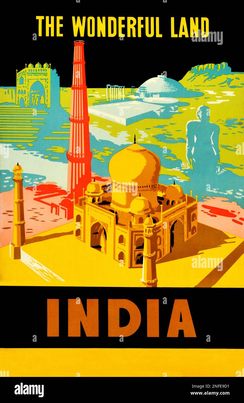 Poster di viaggio India vintage 1940s - Taj Mahal Foto Stock