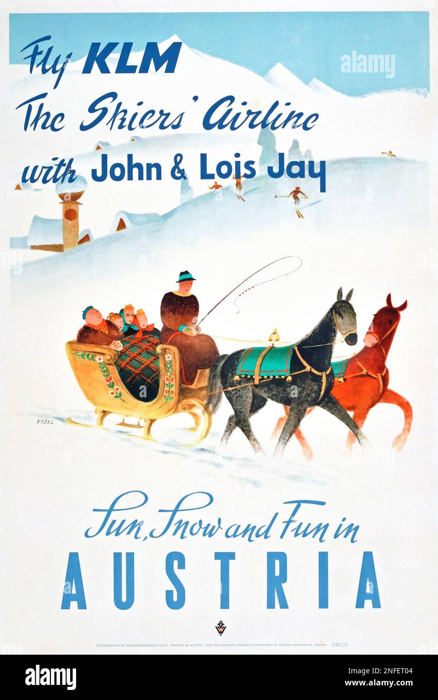 Poster Vintage Winter Sports - Austria di KLM Airlines Foto Stock
