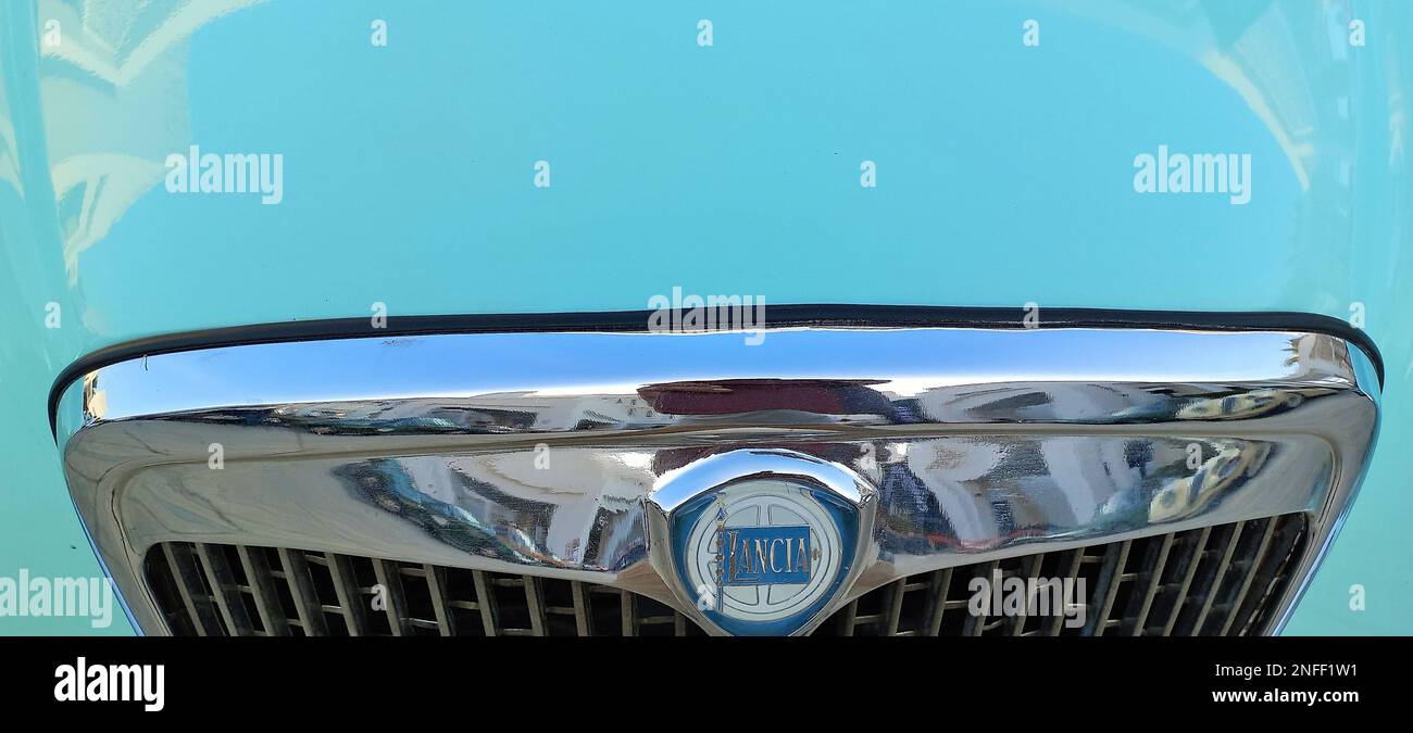 Logo Lancia CAR, mascotte auto, ornamento cofano, ornamento cofano, tappo radiatore, mascotte per motori, emblema per auto, Foto Stock