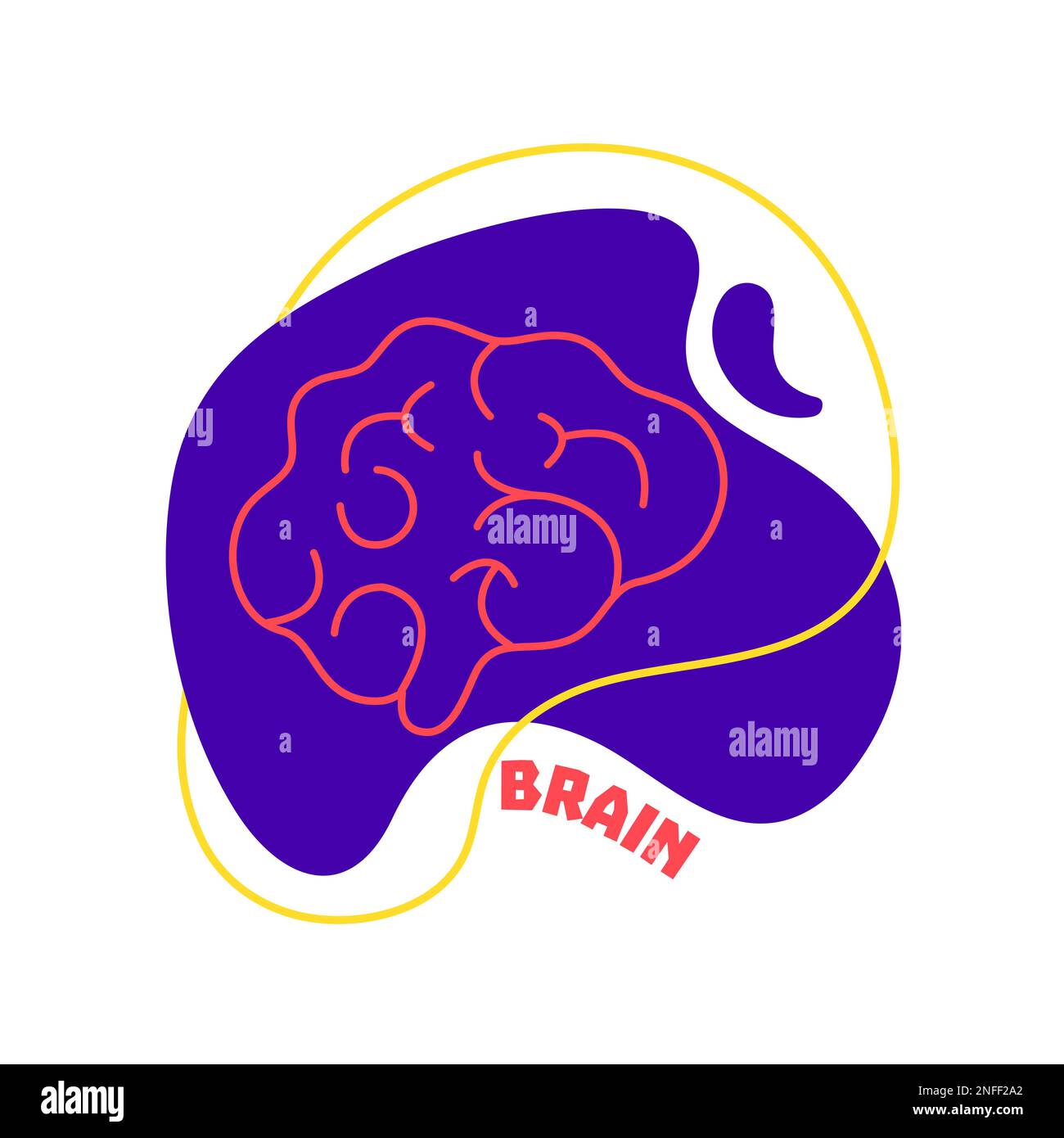 Cervello vista laterale silhouette icona del sistema nervoso umano Illustrazione Vettoriale