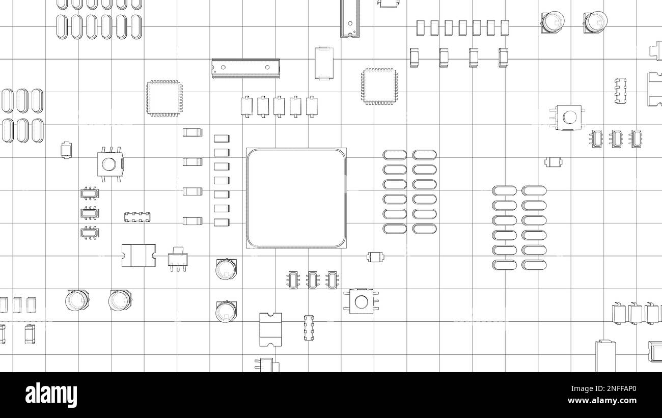 Circuito stampato elettrico, chip vari Foto Stock