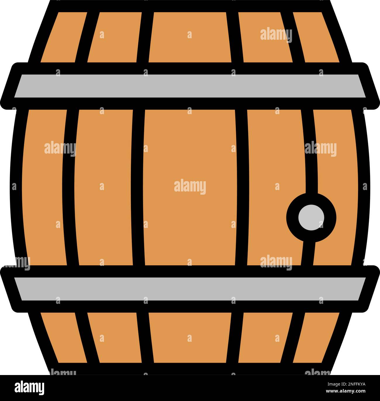 Icona barile di legno. Botte di legno di vino e birra. Vettore modificabile. Illustrazione Vettoriale