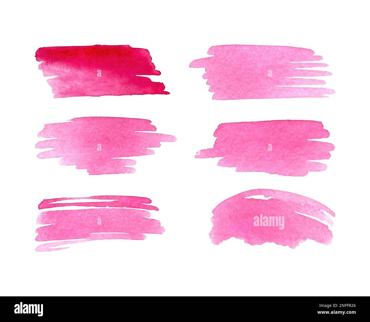 Imposta i tratti rosa del pennello acquerello per il design. Rossetto rosa, cosmetici, bellezza. Illustrazione vettoriale Illustrazione Vettoriale