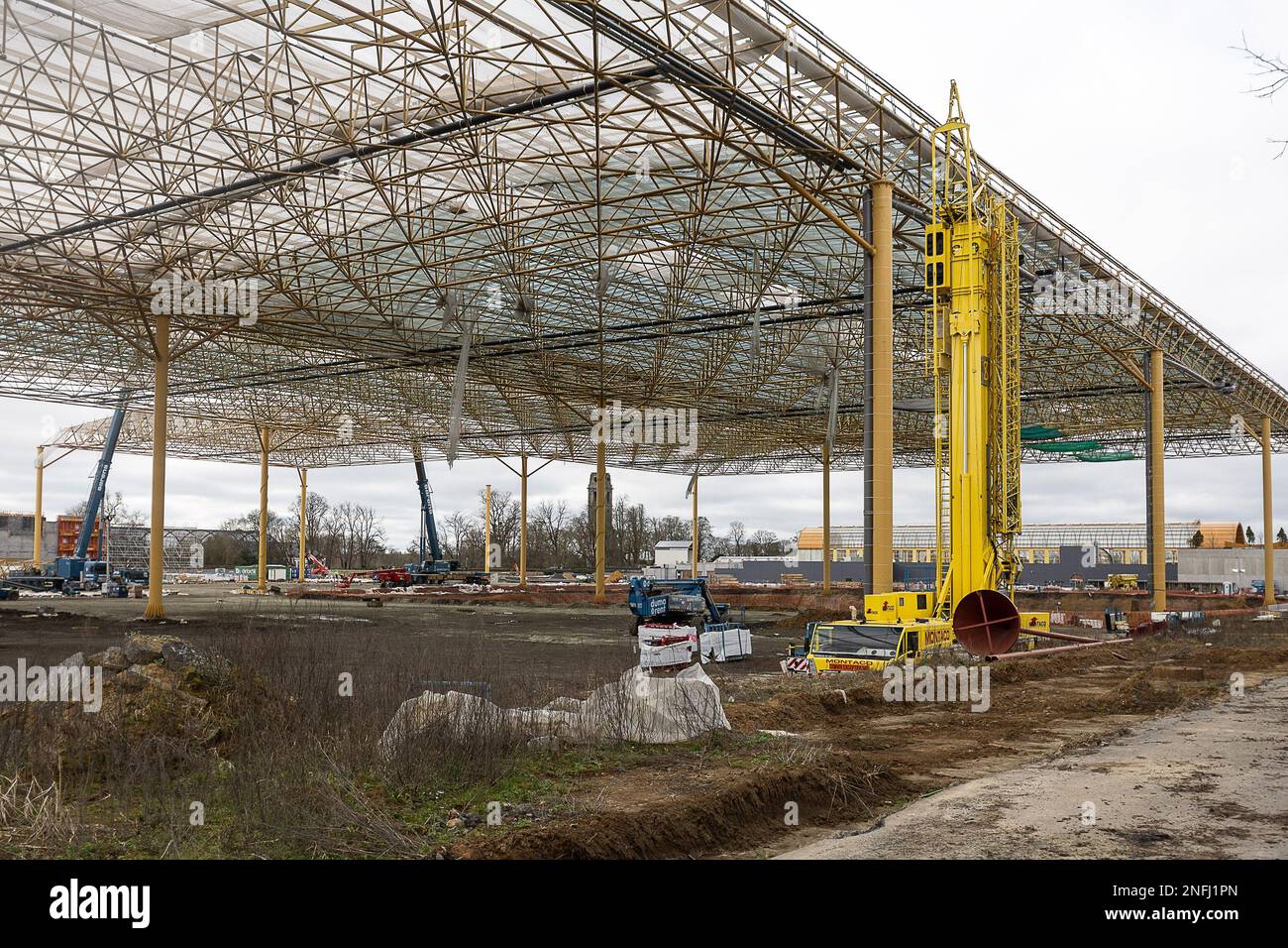 L'immagine mostra la nuova piscina subtropicale in costruzione, raffigurata durante una conferenza stampa all'inizio della stagione del parco animale Pairi Daiza, venerdì 17 febbraio 2023 a Brugelette. FOTO DI BELGA JAMES ARTHUR GEKIERE Foto Stock