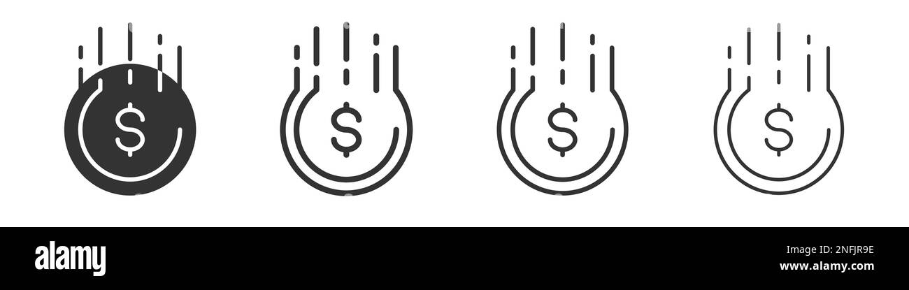 Collezione di icone di moneta del dollaro in due stili differenti e corsa differente. Illustrazione vettoriale EPS10 Illustrazione Vettoriale