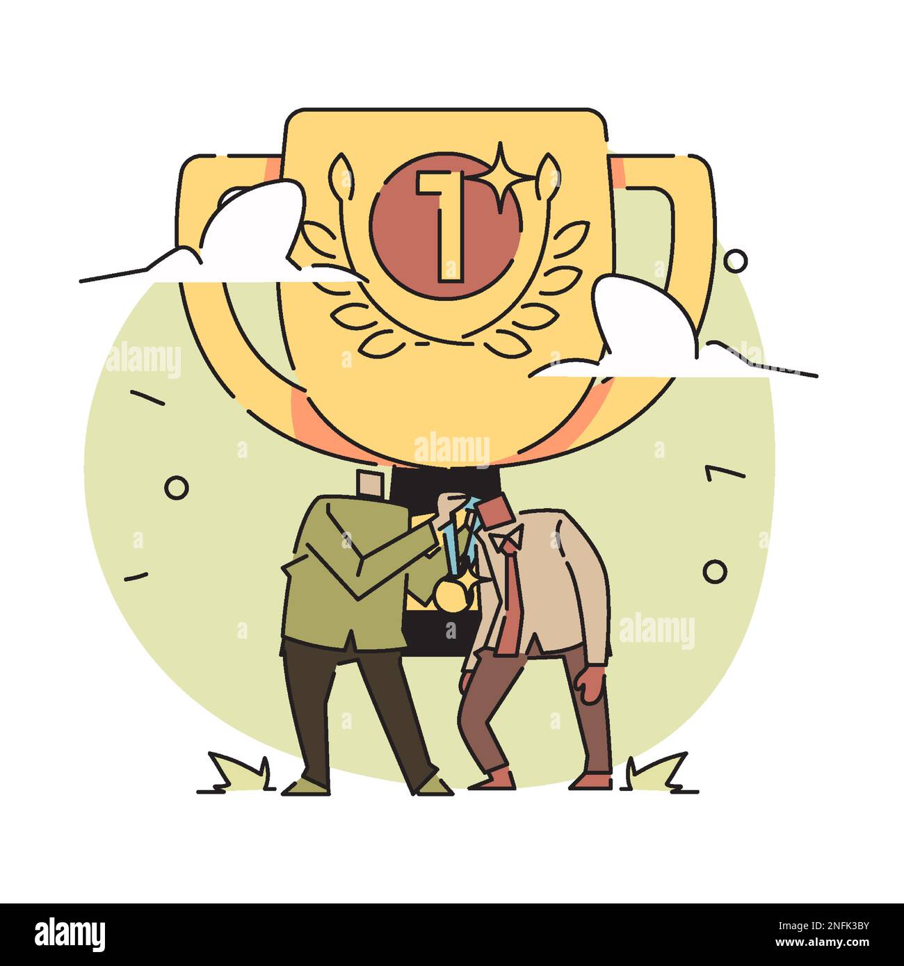 I personaggi sono raffigurati in uno stile allegro e divertente, con forme arrotondate e colori luminosi Illustrazione Vettoriale