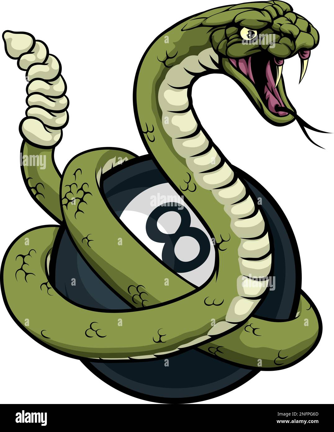 Rattlesnake Snake Pool 8 Ball Biliardo Mascot Illustrazione Vettoriale