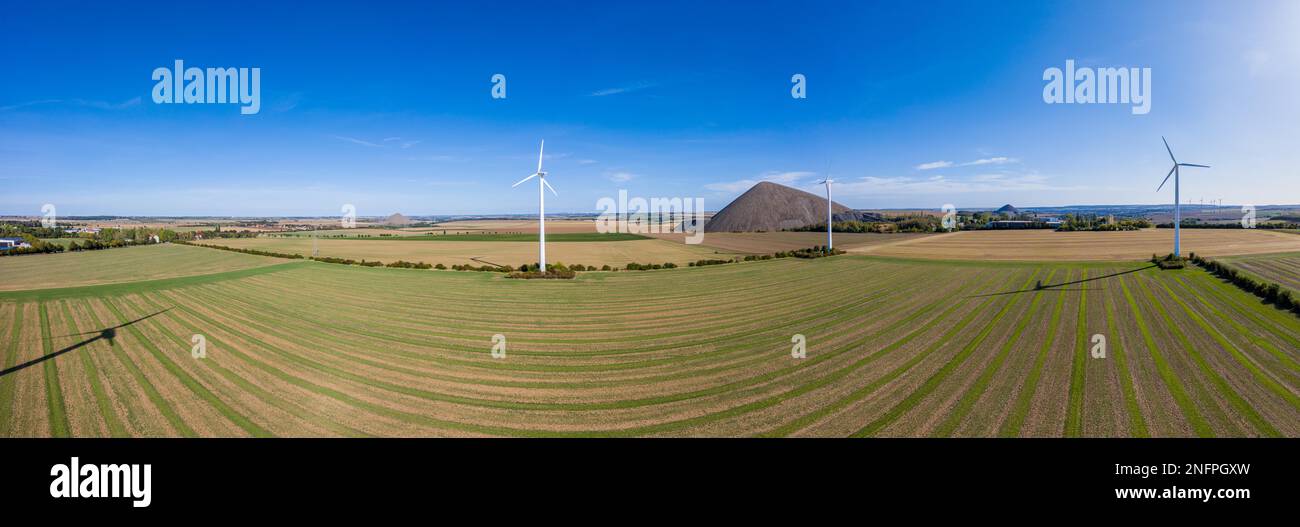 Bottino Mansfelder Terra Mining paesaggio turbine eoliche Foto Stock