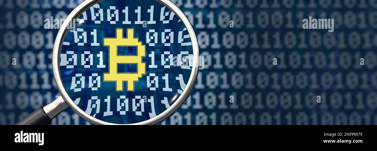 Bitcoin cripto valuta considerata in maggiore dettaglio Foto Stock