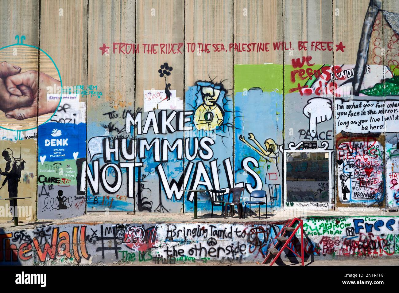 Gerusalemme in Israele. La Cisgiordania la parete di separazione a Betlemme Foto Stock