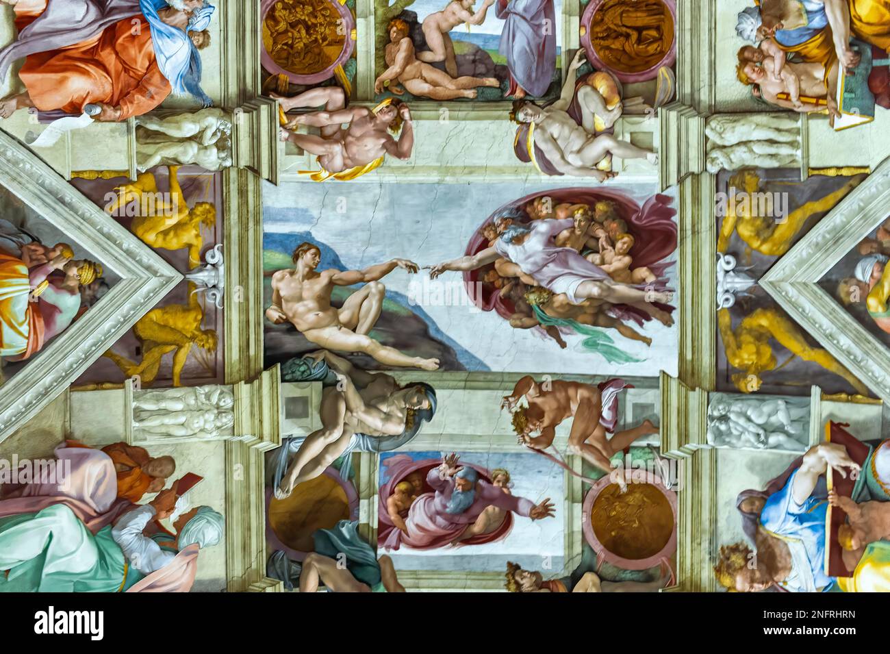 Roma Italia. Cappella Sistina di Michelangelo. La creazione di Adamo. Dicembre 2019 Foto Stock