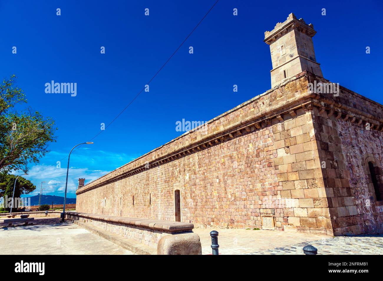 Esterno del Parade Ground / Piazza Castello di Montjuic, Barcellona, Catalogna, Spagna Foto Stock