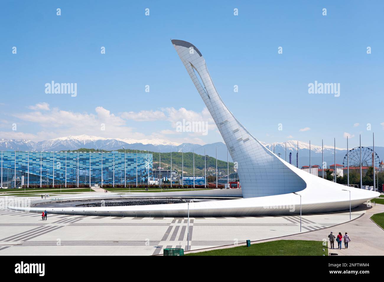 ADLER, SOCHI, RUSSIA - 26 aprile 2019: Torcia nel Parco Olimpico Sochi Foto Stock
