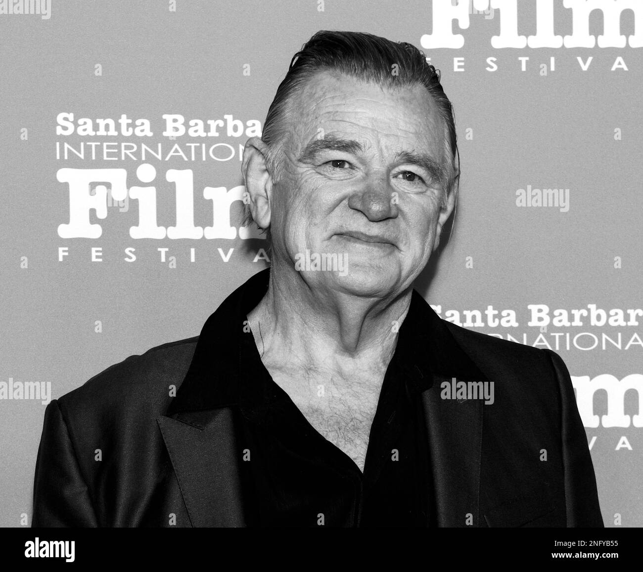 SANTA BARBARA, CALIFORNIA - 16 febbraio 2023: Brendan Gleeson partecipa alla cerimonia del Cinema Vanguard Award in onore di Colin Farrell e Brendan Gleeson A. Foto Stock