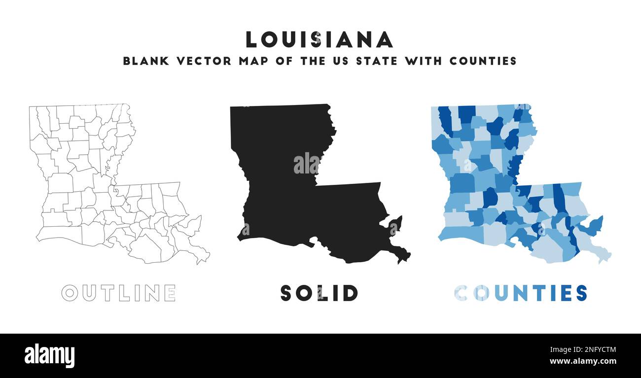 Mappa della Louisiana. Confini della Louisiana per la tua infografica. Forma dello stato US vettoriale. Illustrazione vettoriale. Illustrazione Vettoriale