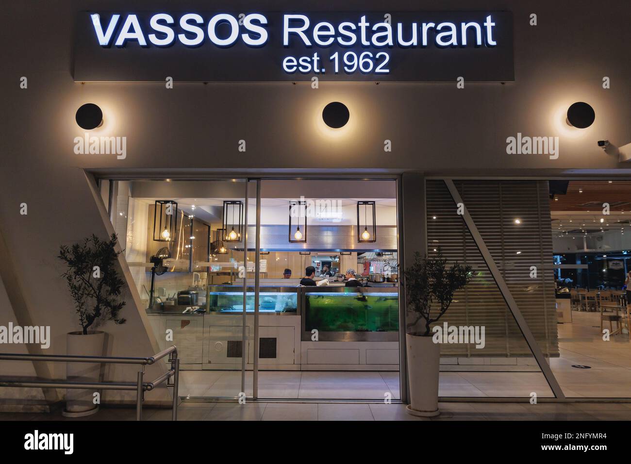 Vassos Taverna di pesce Ayia Napa località turistica nel paese isola di Cipro Foto Stock