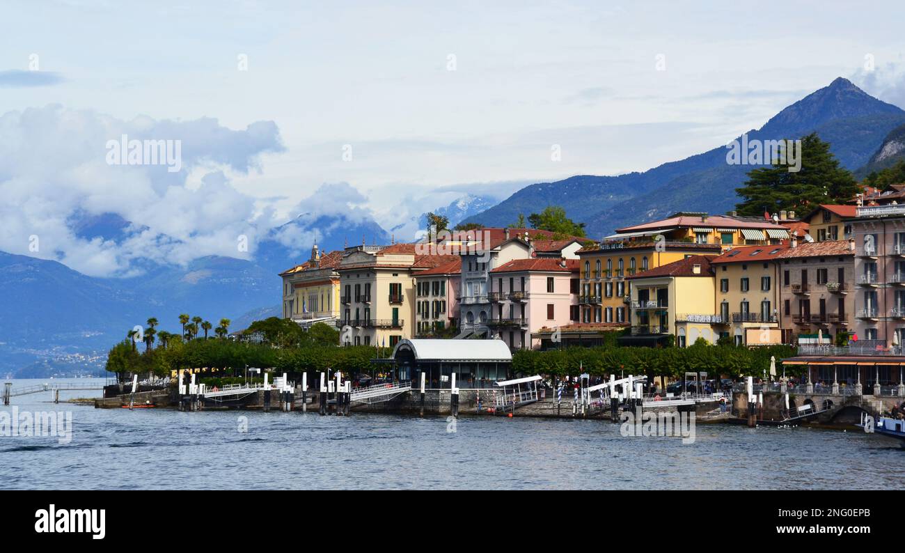 Pittoresche case di Bellagio sul lago di Como. Bellagio, Lago di Como, Italia Foto Stock