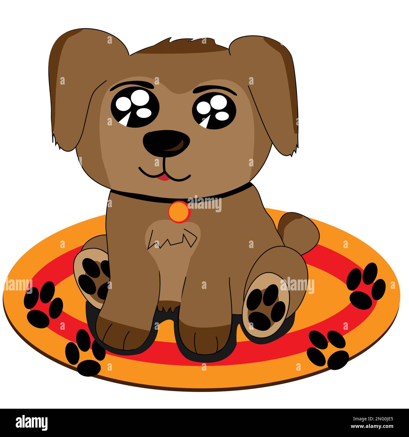 Grazioso cucciolo cartoon disegnare su un tappeto Illustrazione Vettoriale