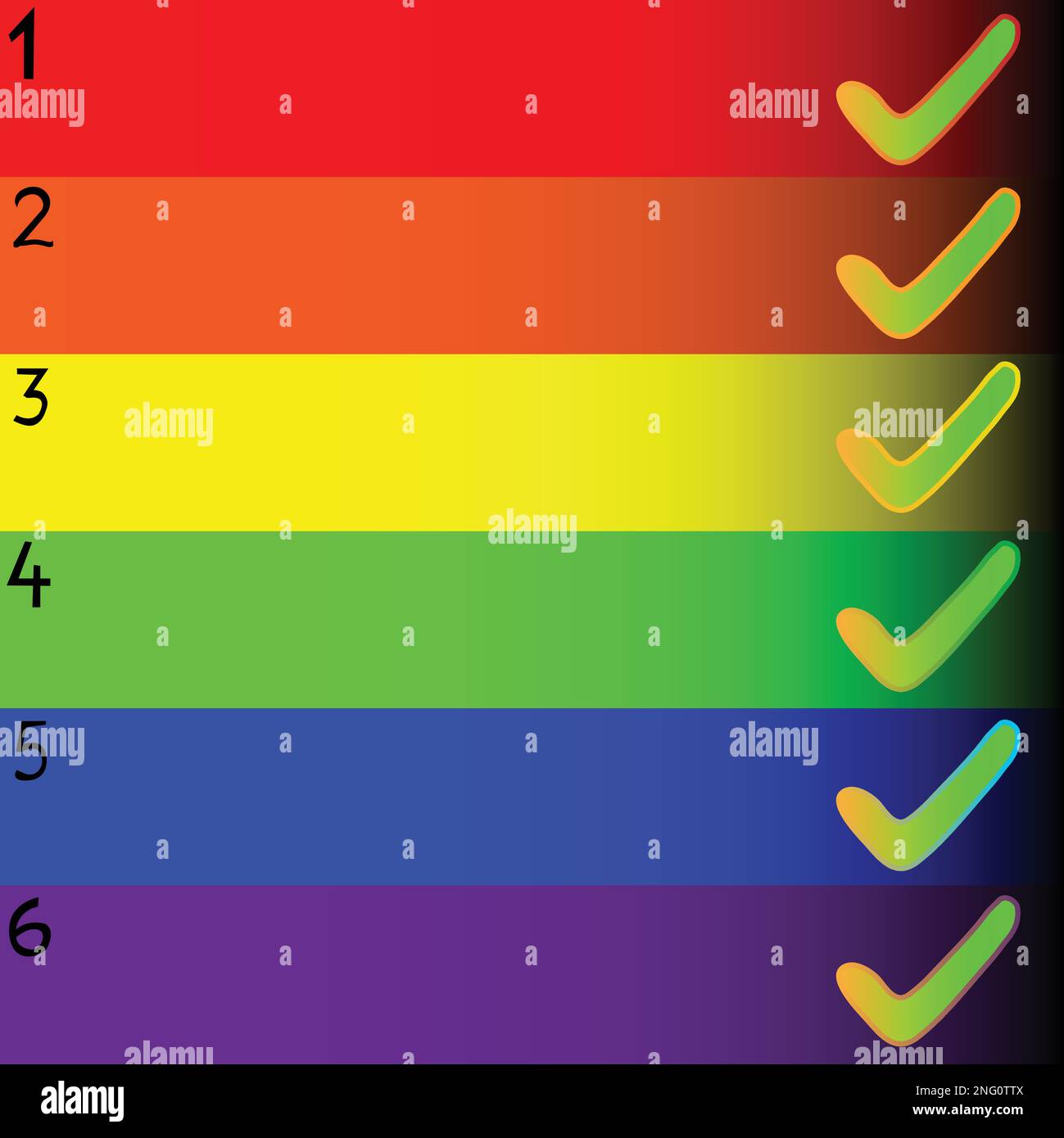Righe per scrivere con colori arcobaleno e il segno di spunta , illustrazione vettoriale Illustrazione Vettoriale