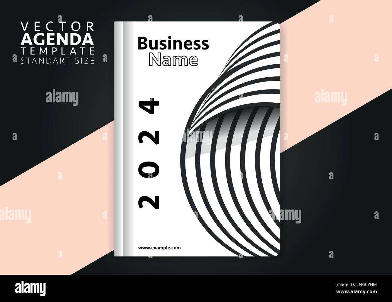 Disegno della copertina dell'agenda vettoriale. Modello di copertina creativo e minimale adatto per il design delle identità aziendali. Illustrazione Vettoriale