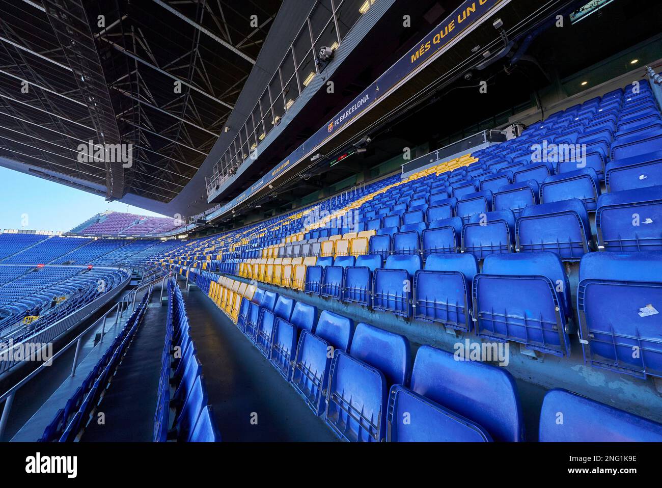 Ai tribunali dell'arena Camp Nou - il parco giochi ufficiale del FC Barcelona Foto Stock