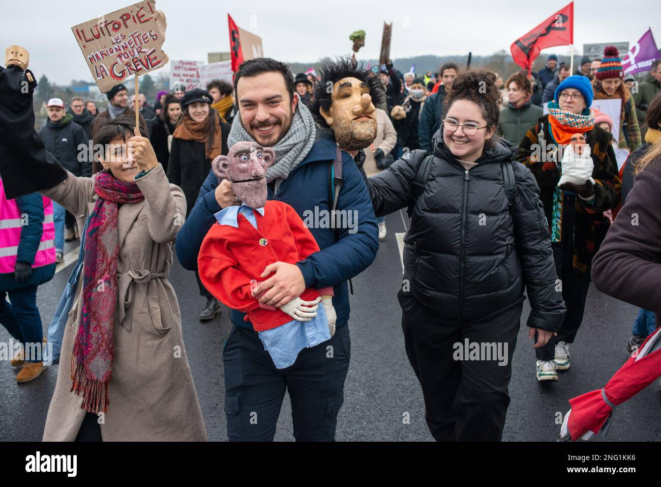 31 gennaio 2023 - Charleville-Meziérès, Francia: Manifestazione nazionale contro la riforma delle pensioni. © Andrea Sabbadini Foto Stock