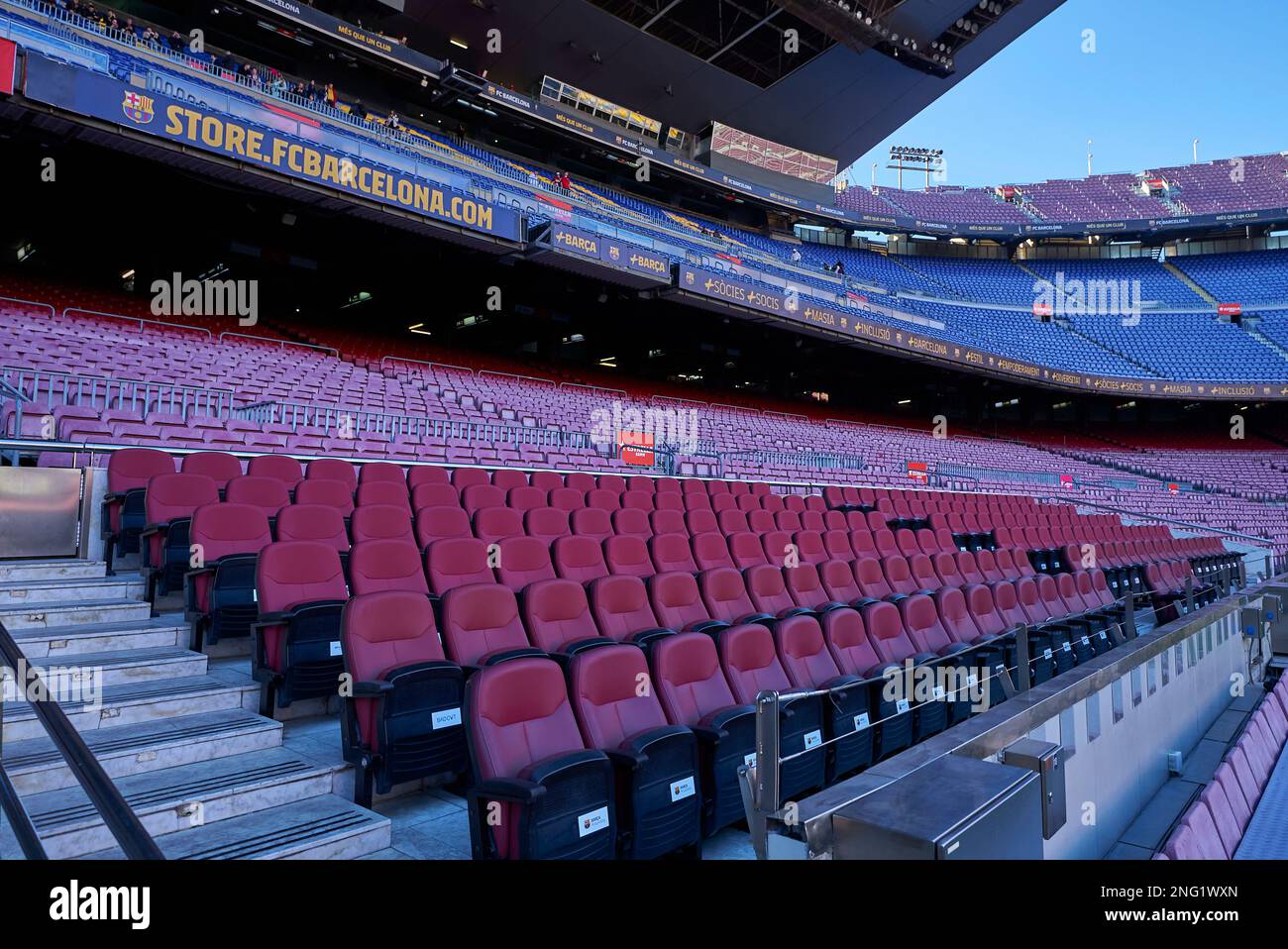 Ai tribunali dell'arena Camp Nou - il parco giochi ufficiale del FC Barcelona Foto Stock