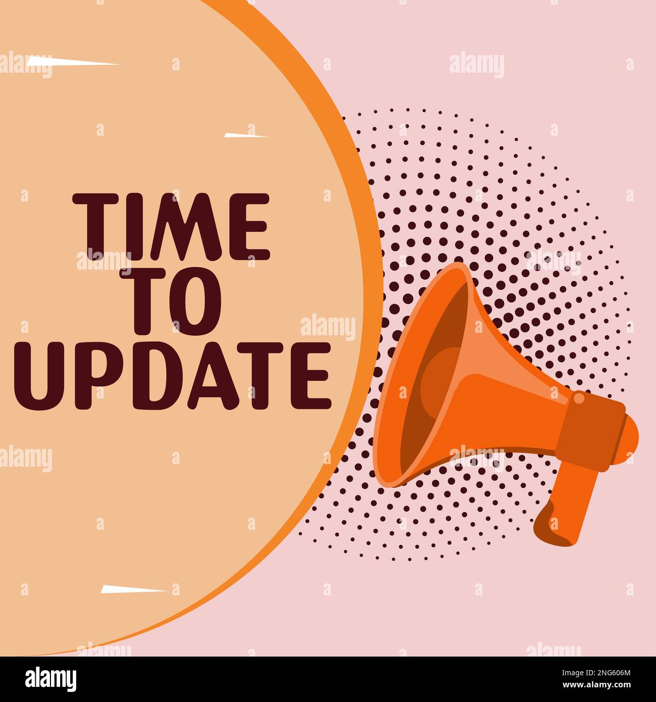 Segno di testo che indica il tempo di aggiornamento. Parola scritta sulle ultime informazioni su una particolare situazione Foto Stock