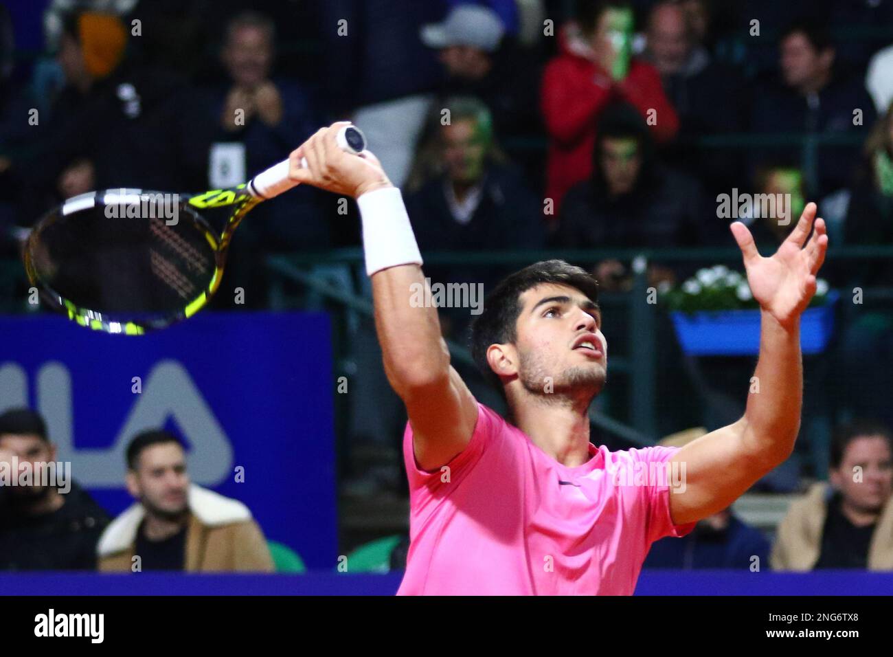 Buenos Aires, Argentina, 17th feb 2023, Dusan Lajovic (SRB) durante una partita di quarti di finale dell'Argentina Open ATP 250 al Central Court of Buenos Aires Lawn Tennis Club. Credit: Néstor J. Beremblum/Alamy Live News Foto Stock