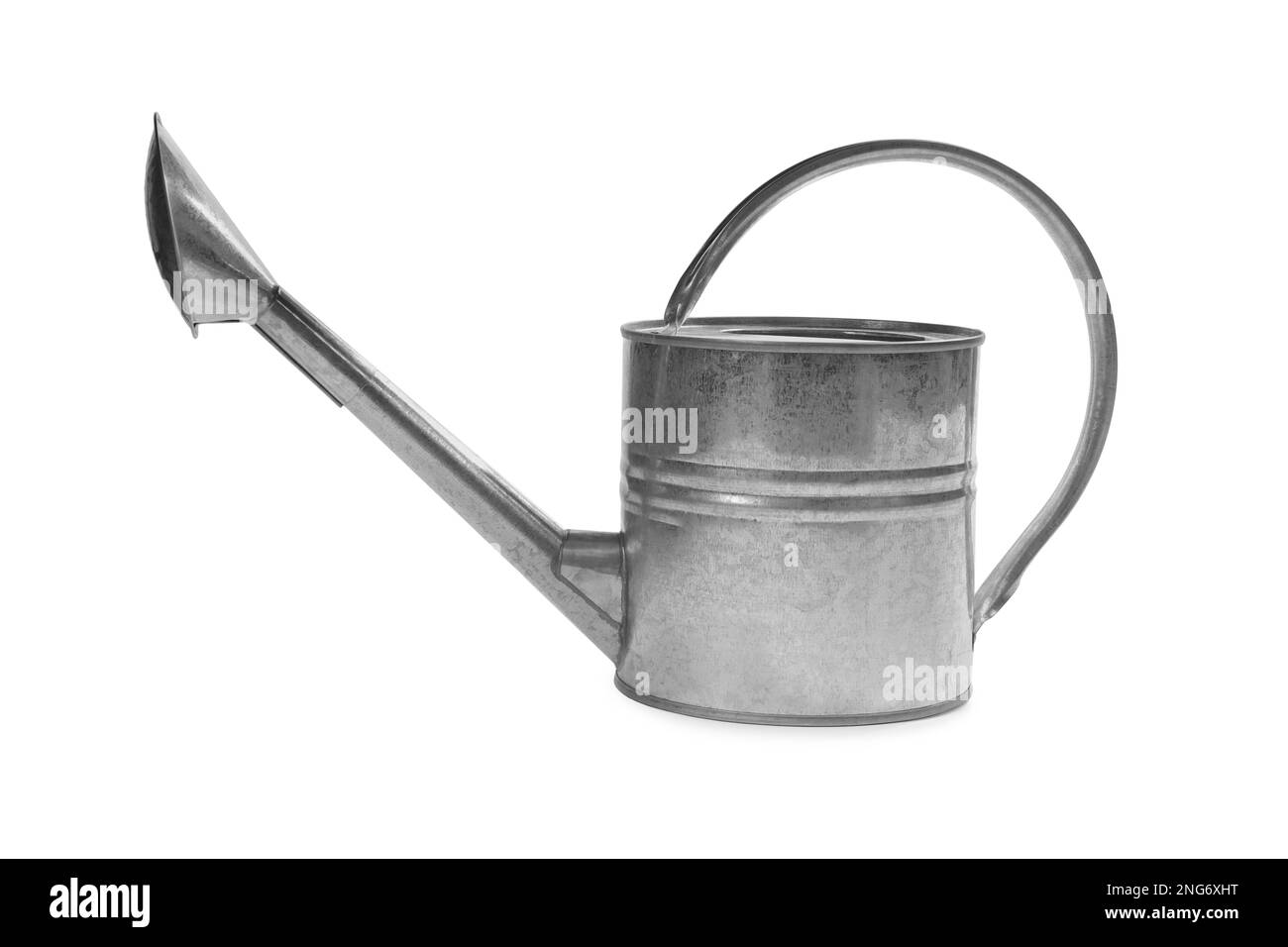 Annaffiatura può isolato su bianco. Attrezzo di giardinaggio Foto Stock