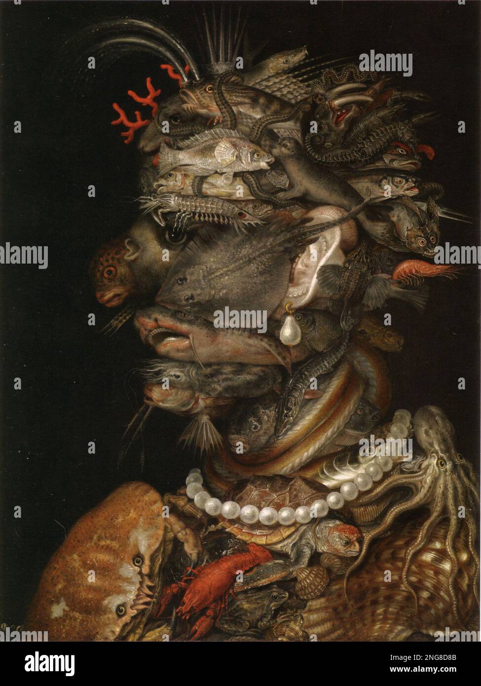 Acqua di Giuseppe Arcimboldo, parte delle quattro serie elemeniste dipinte per Massimiliano II, il Sacro Romano Imperatore Foto Stock