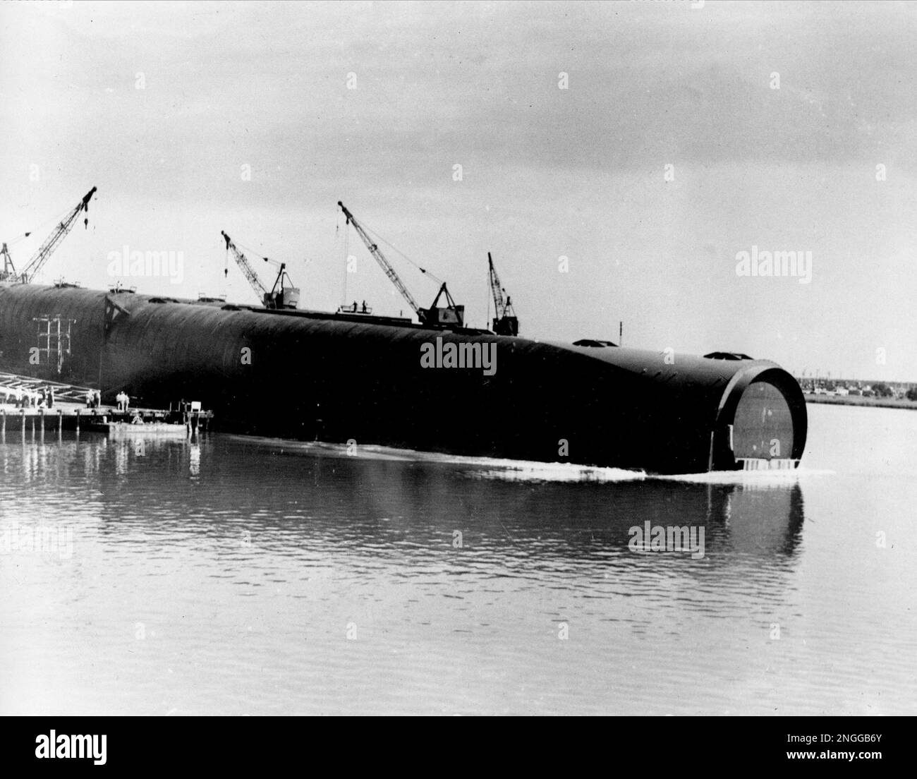 This 300foot section of steel fabricated tunnel slides down its