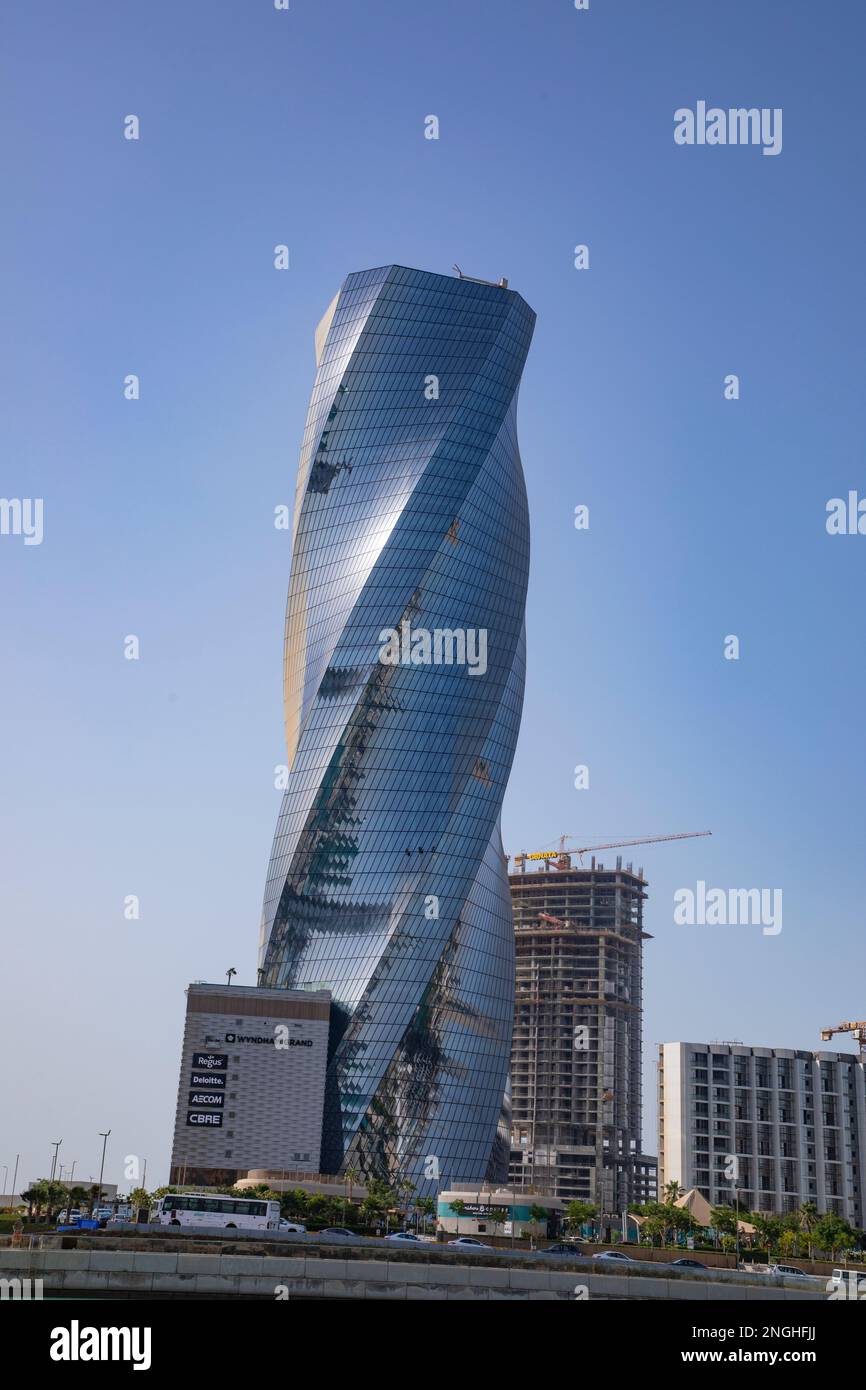Vista dello skyline della città, Manama, Bahrain, Medio Oriente Foto Stock