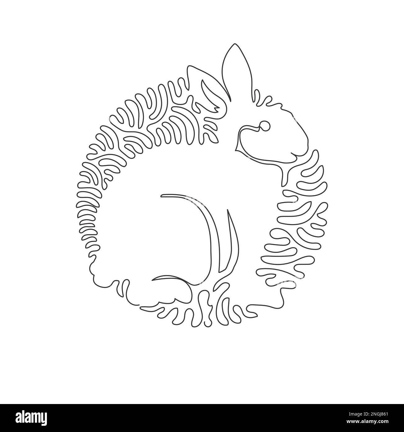 Disegno a linee curve continue di simpatica arte astratta di coniglio L'illustrazione del vettore di corsa modificabile a linea singola del coniglio è un mammifero con orecchie lunghe Illustrazione Vettoriale