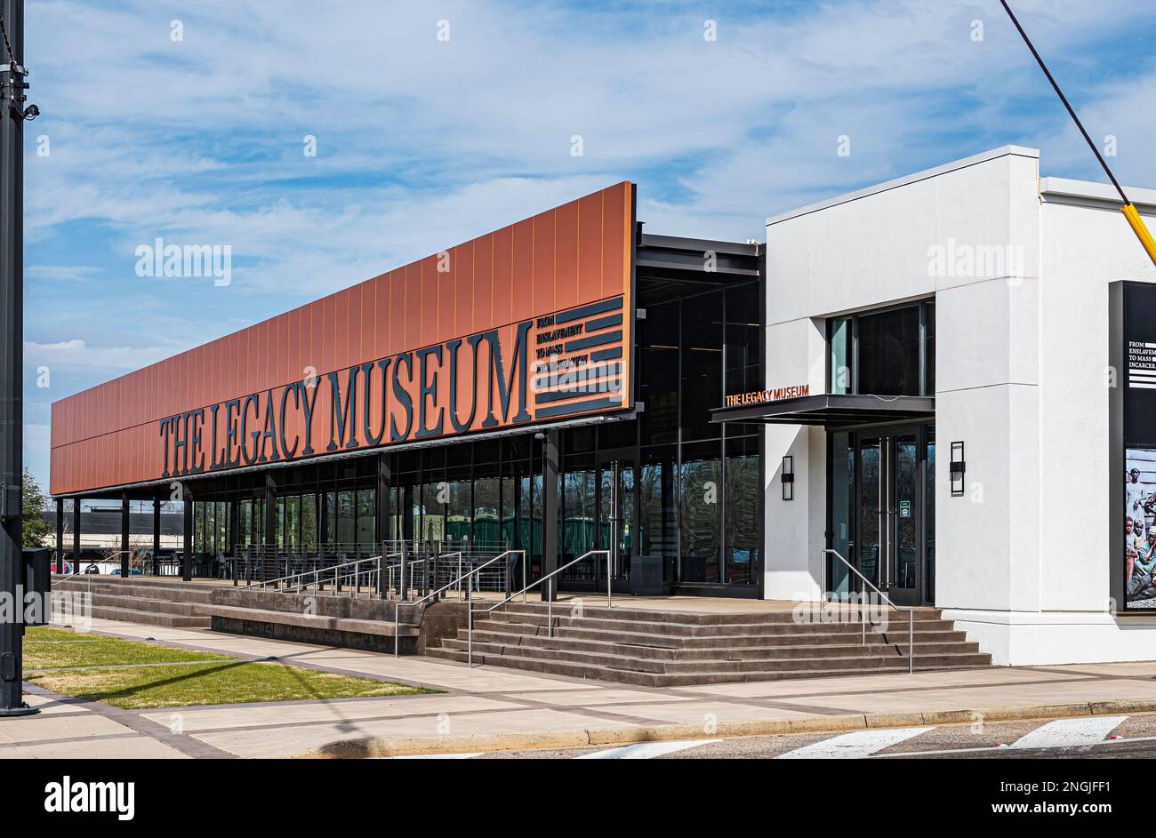 Montgomery, Alabama, USA-7 febbraio 2023: Ingresso al Legacy Museum: Da Enslavement all'incarcerazione di massa nel quartiere dei divertimenti di Down Foto Stock