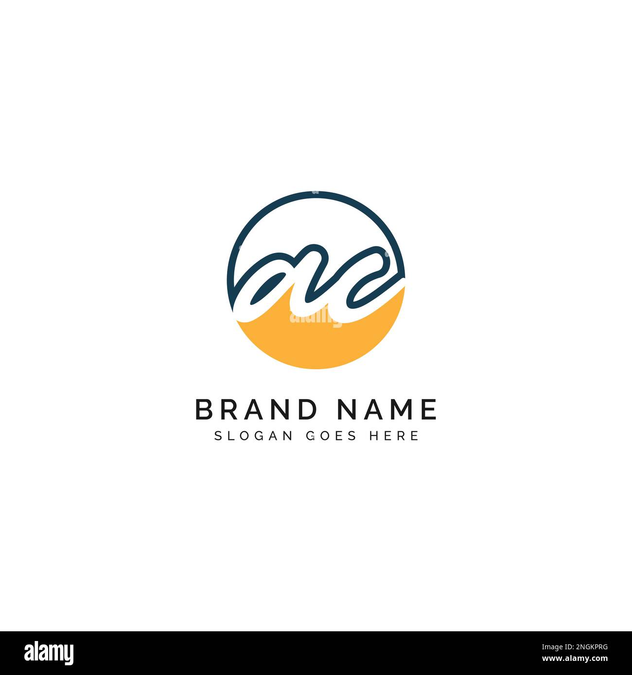 A, C, AC lettera iniziale manoscritta e firma modello di immagine vettoriale in forma rotonda logo Illustrazione Vettoriale
