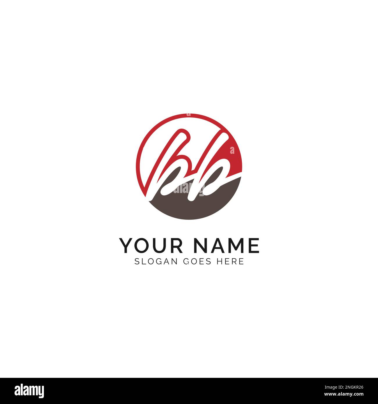 B, BB lettera iniziale manoscritta e modello di immagine vettoriale della firma con logo di forma rotonda Illustrazione Vettoriale