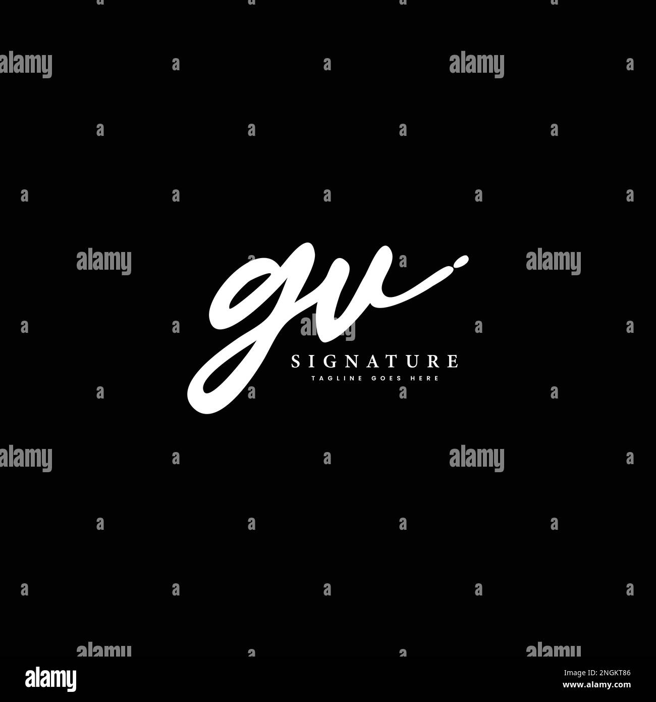 G, V, GV, scrittura a mano delle lettere iniziali e logo vettoriale della firma Illustrazione Vettoriale