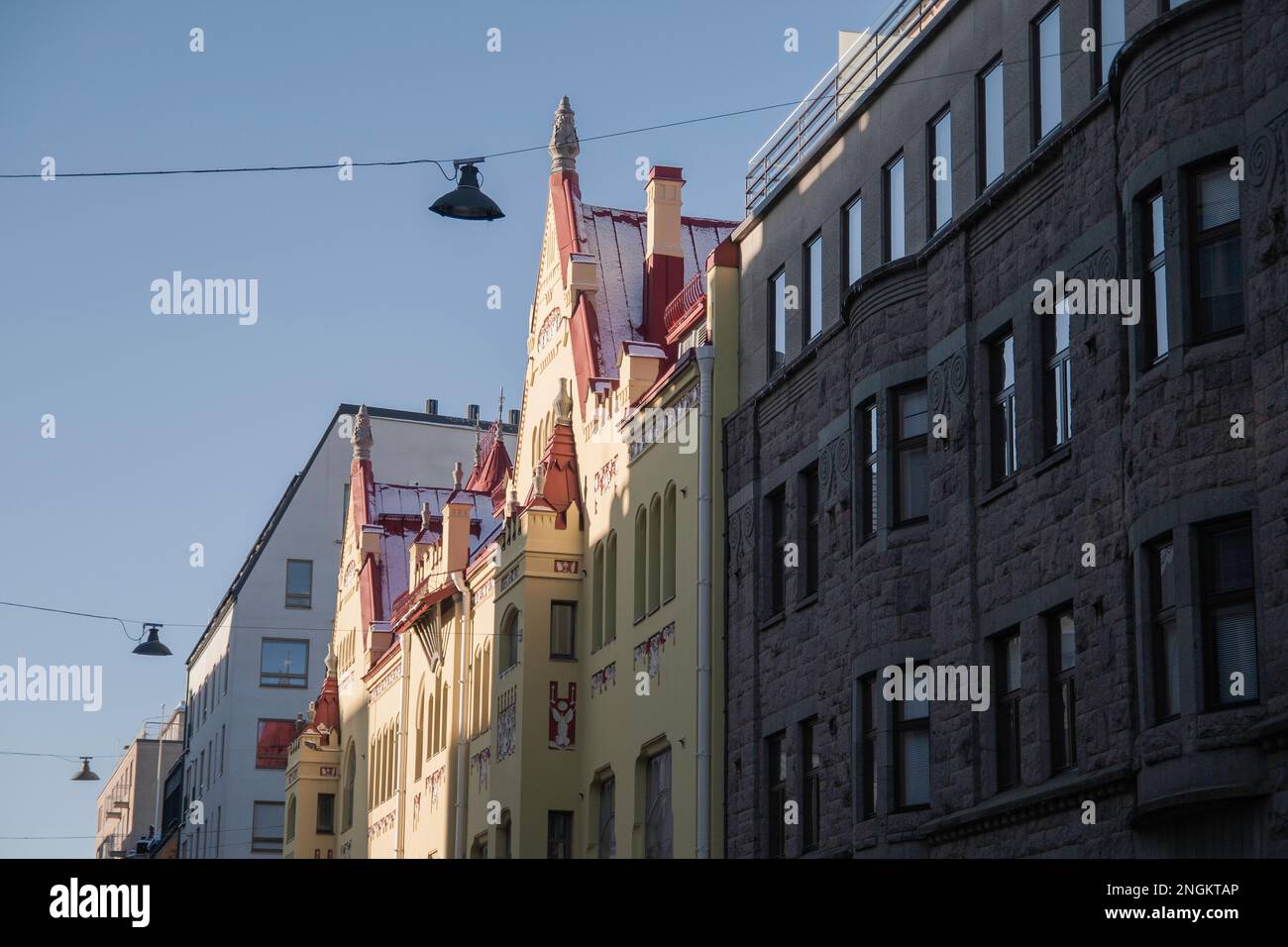 Streetviews nel centro di Tampere, Finlandia Foto Stock