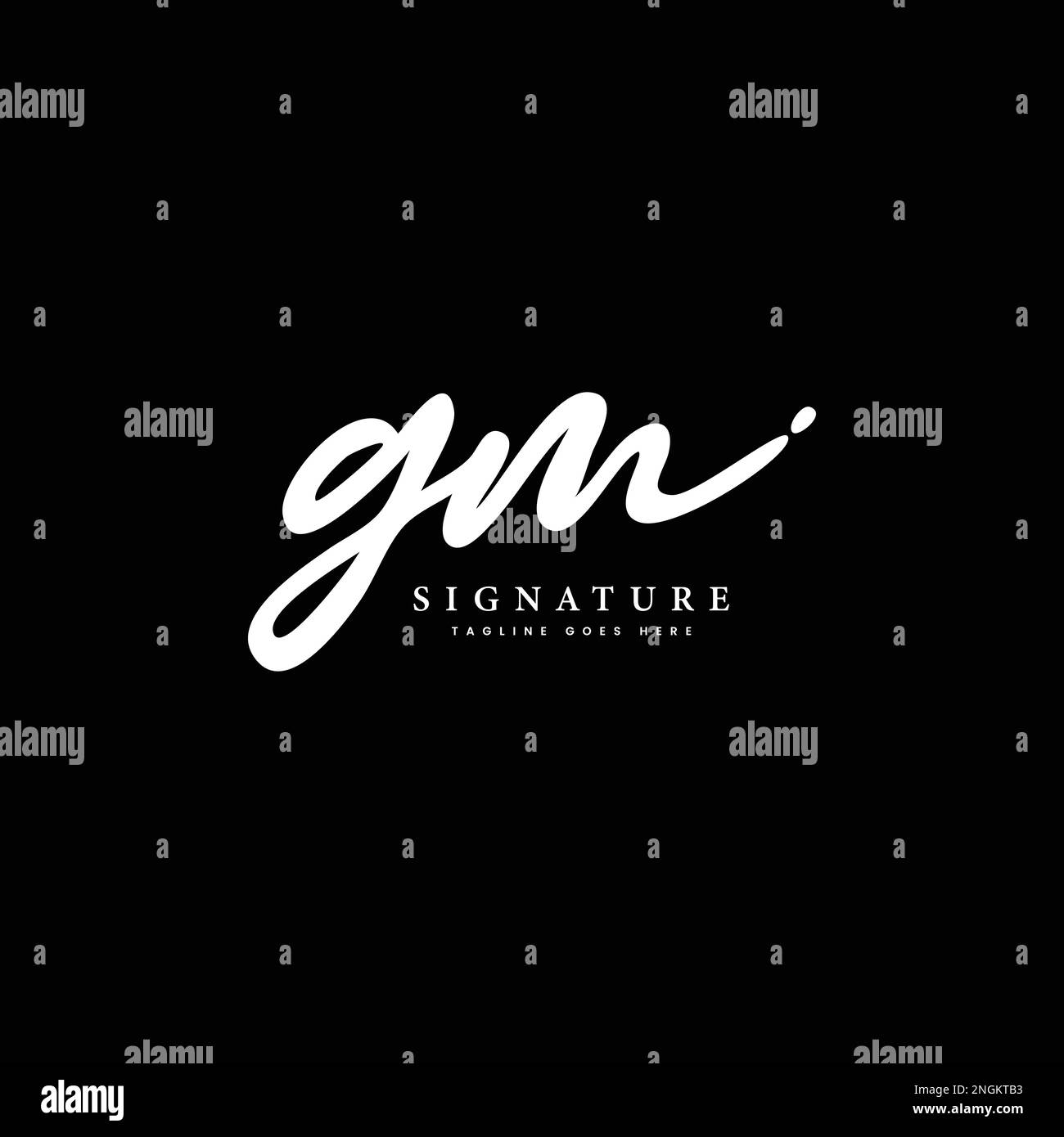 G, M, GM, scrittura a mano iniziale e logo vettoriale della firma Illustrazione Vettoriale